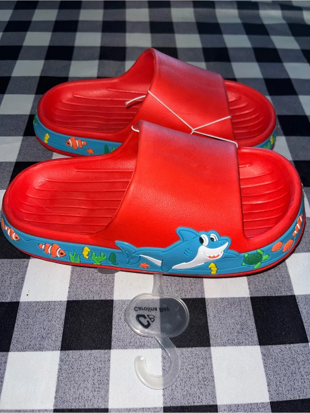 Kids Red Shark Slide Sandals - Size 12
